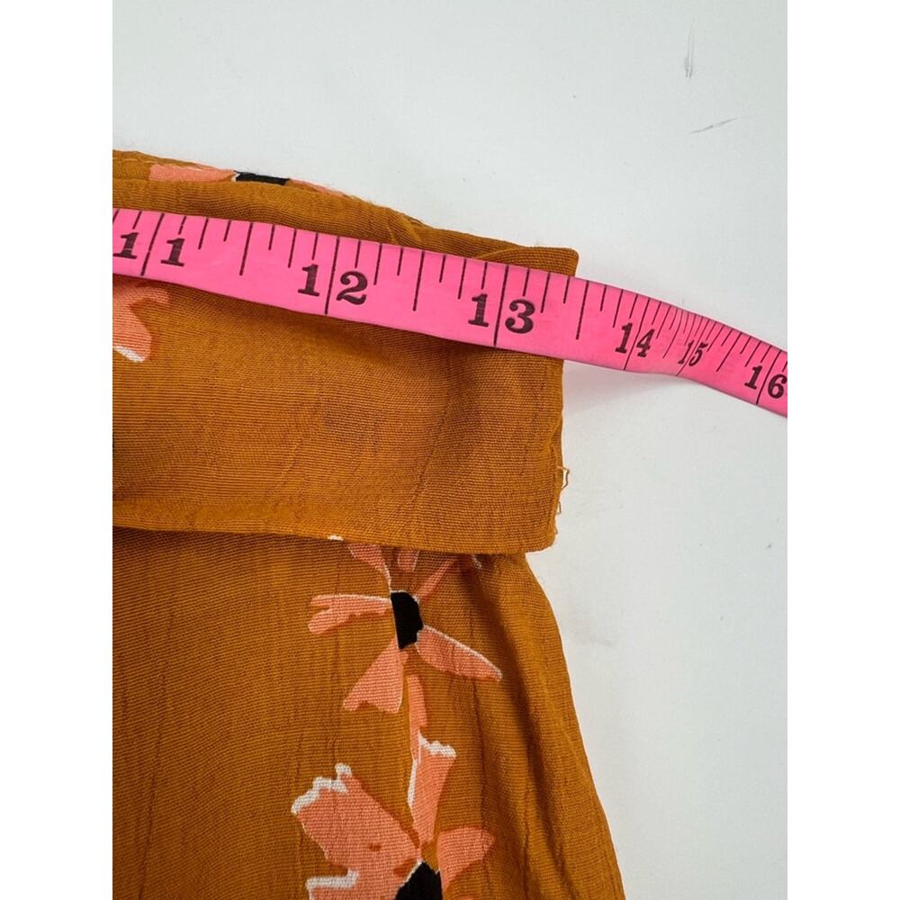 Anthropologie Faithfull belted botany High-Low Skirt in Floral Mustard Orange - Picture 8 of 10